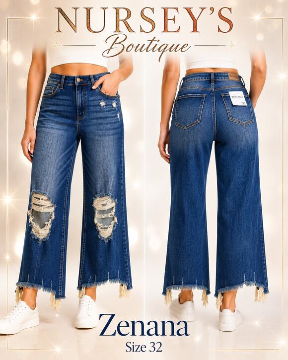 Zenana Denim - Zenana Brooklyn Distressed Crop Jeans Size 32 NWT Raw Hem Stretch